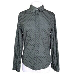 Slate & Stone | Women's Green and Navy Star Print Button Front Shirt - Size M